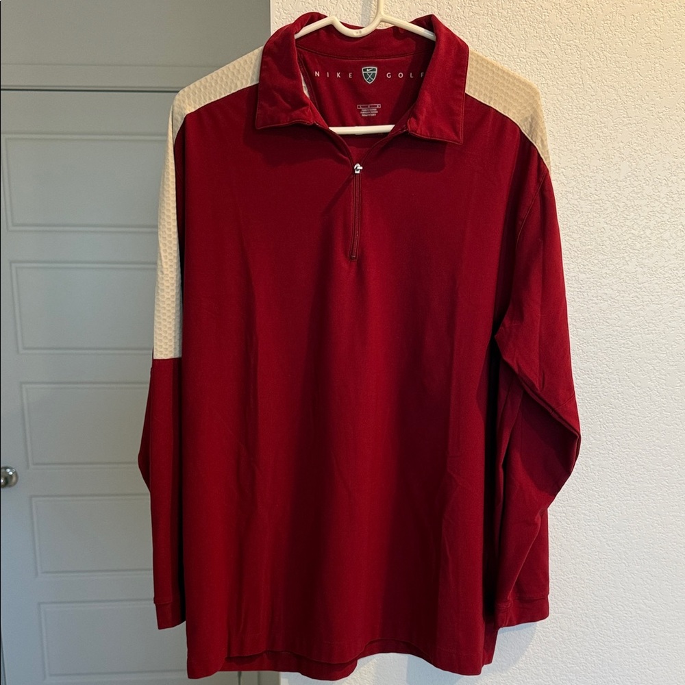 Nike Red and Beige Long Sleeve Shirt